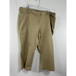 Womans Lands End Capri Pants 20W Tan Zip Clasp Close Pockets